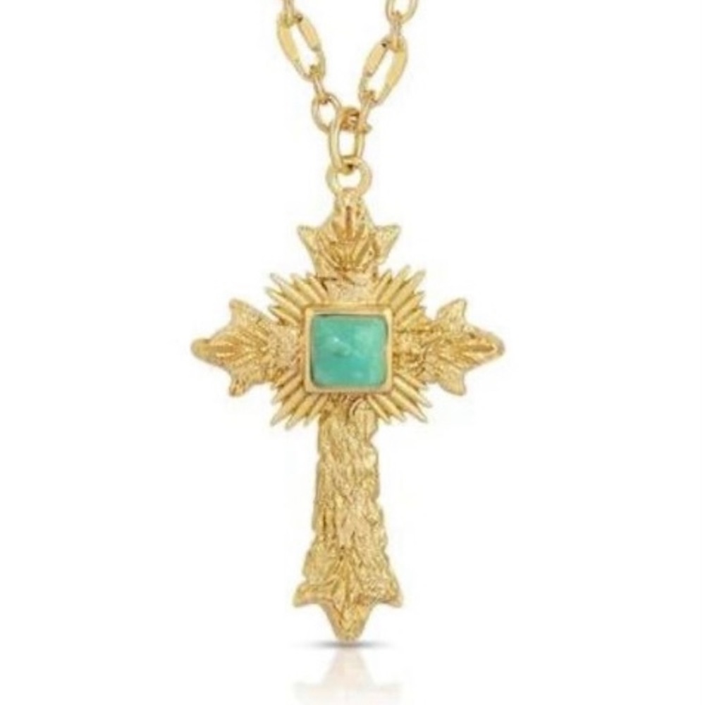 Stella Cross Necklace Turquoise by Joy Dravecky Jewelry